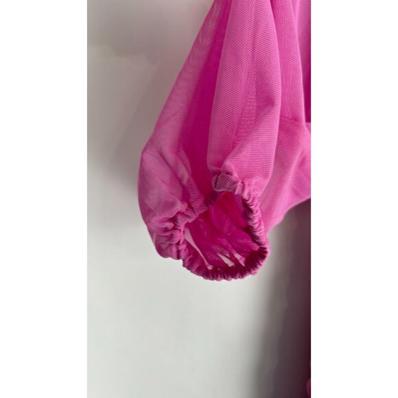 Love X Design Womens Super Pink Ruched Bodycon Dress Long Sleeve Size Medium NWT - Picture 7 of 11